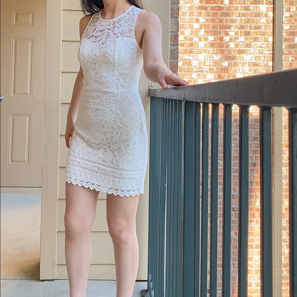 Price firm: Hollister white lace halter mini dress